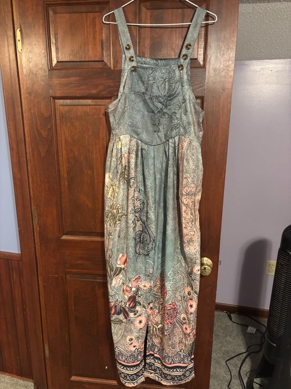 Boho Floral Printed Jumpsuit in Teal and Coral